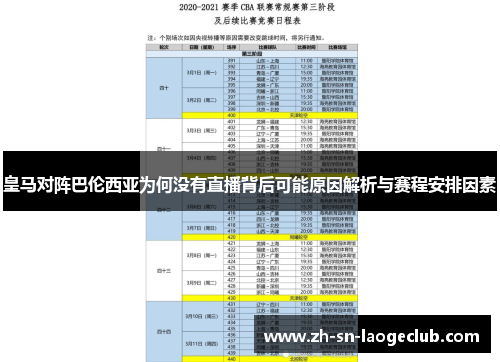 皇马对阵巴伦西亚为何没有直播背后可能原因解析与赛程安排因素 皇马对阵巴伦西亚为何没有直播背后可能原因解析与赛程安排因素
